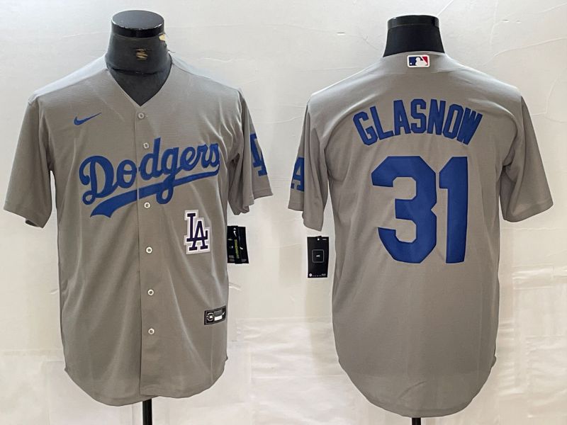 Men Los Angeles Dodgers #31 Glasnow Grey Nike Game MLB Jersey style 8->los angeles dodgers->MLB Jersey